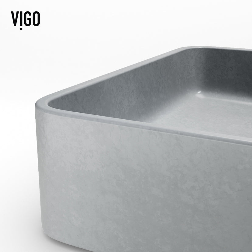 Gray concreto stone vessel sink with handmade finish