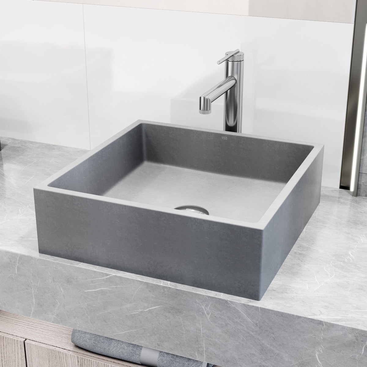 Handmade gray concreto stone sink for contemporary bathroom
