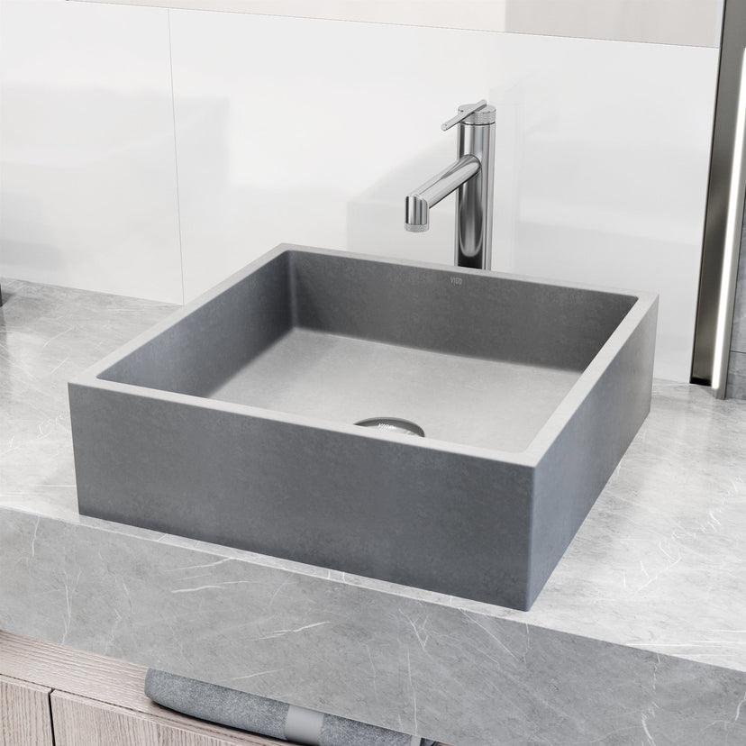 Handmade gray concreto stone sink for contemporary bathroom