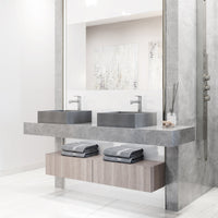 Rust-resistant vessel sink with sleek square form and gray finish