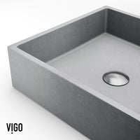 Vessel sink with square design and fade-resistant concrete material