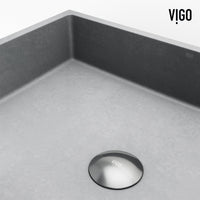 Vessel sink with gray finish and durable rectangular shape
