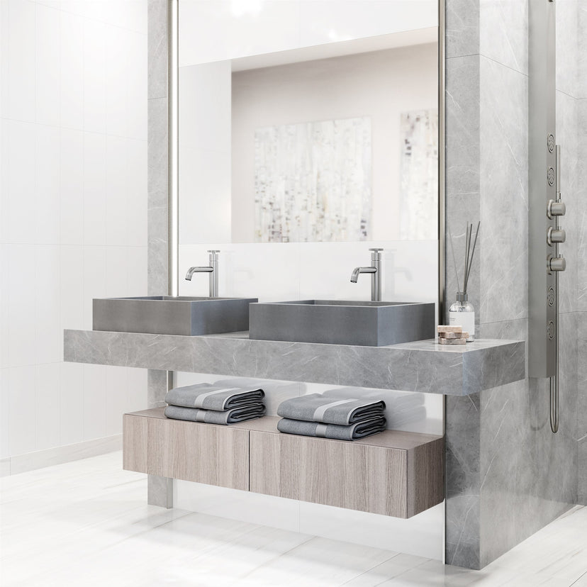 Fade-resistant gray sink designed for modern bathrooms