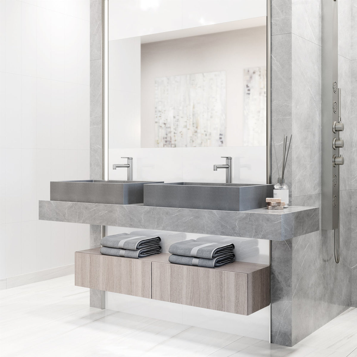 Fade-resistant rectangular vessel sink with modern style