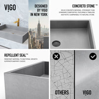 Commercial-grade rectangular sink made from durable concrete