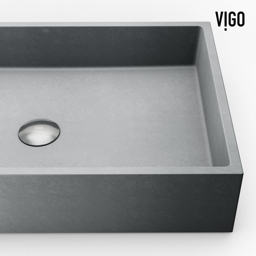 Scratch-resistant vessel sink with gray finish and rectangular shape