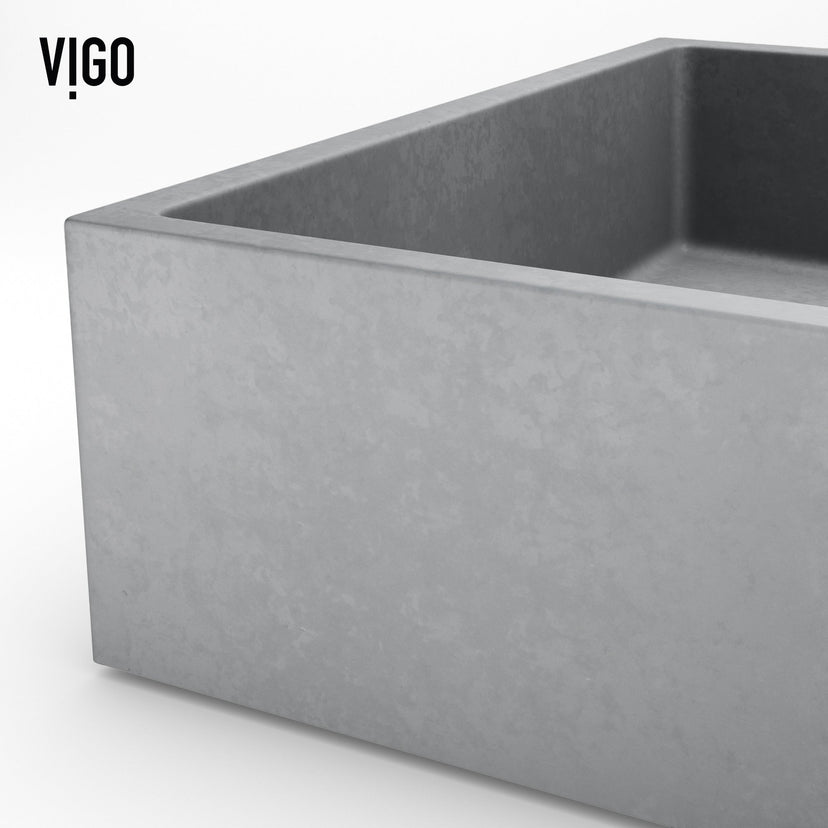 Modern bathroom sink with handmade concrete and rectangular design