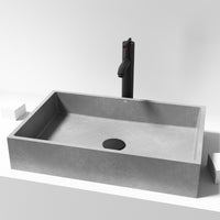 Handmade gray sink with vessel installation and rectangular shape