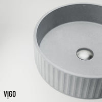 Concrete vessel sink gray round finish handmade for modern bathrooms