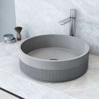 Round gray concrete vessel sink modern bathroom sink handmade fade resistant