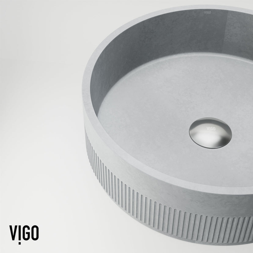 Gray concrete vessel sink with durable scratch resistant surface
