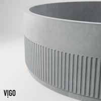 Commercial approved gray concrete vessel sink with round shape