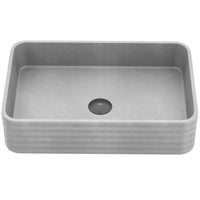 Handmade rectangular vessel sink in gray concrete, fade resistant