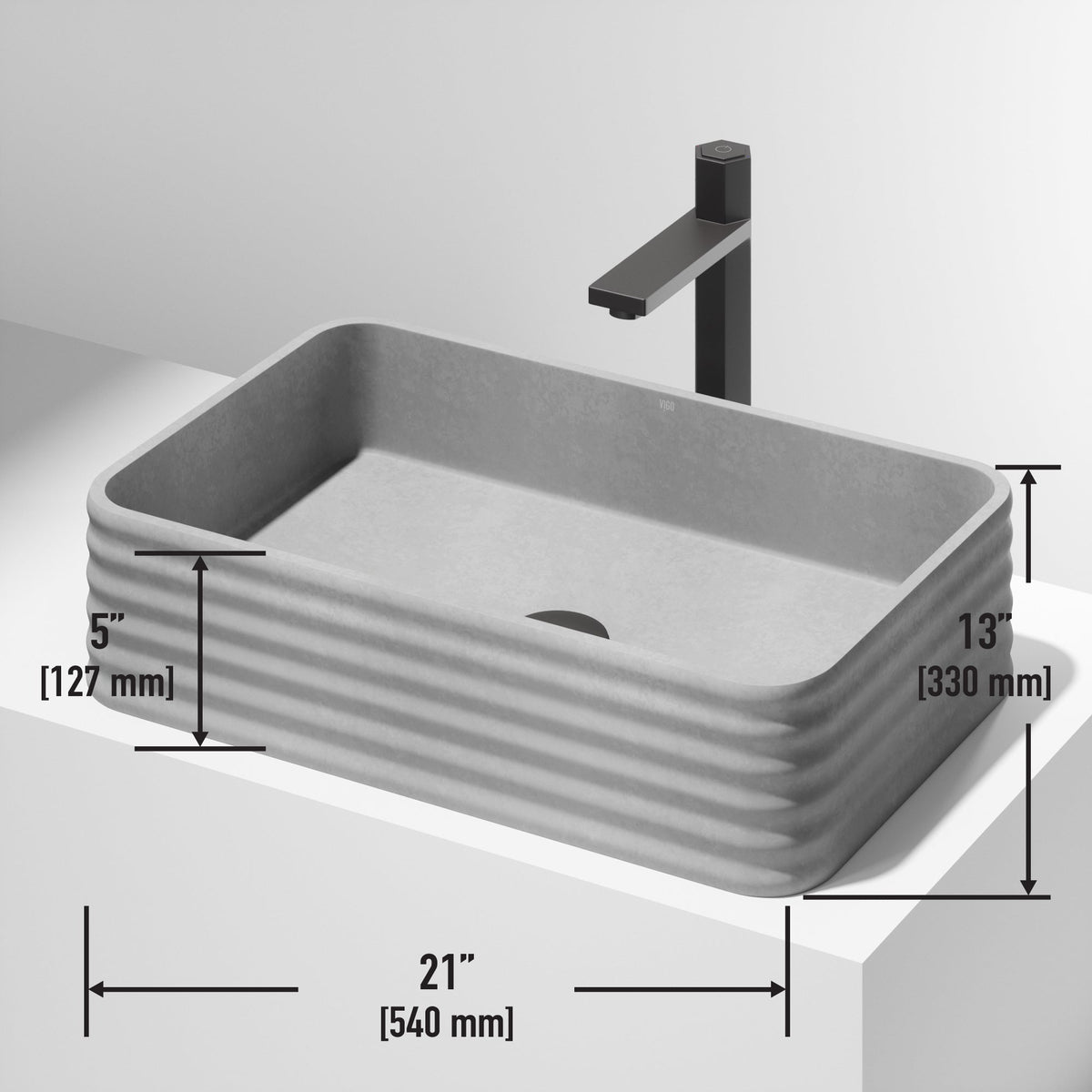 Modern contemporary bathroom sink made of rust-resistant concrete