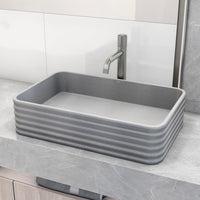 Rectangular gray concrete vessel sink, scratch resistant and handmade
