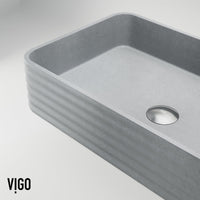 Handcrafted concrete vessel sink, rectangular, modern bathroom style
