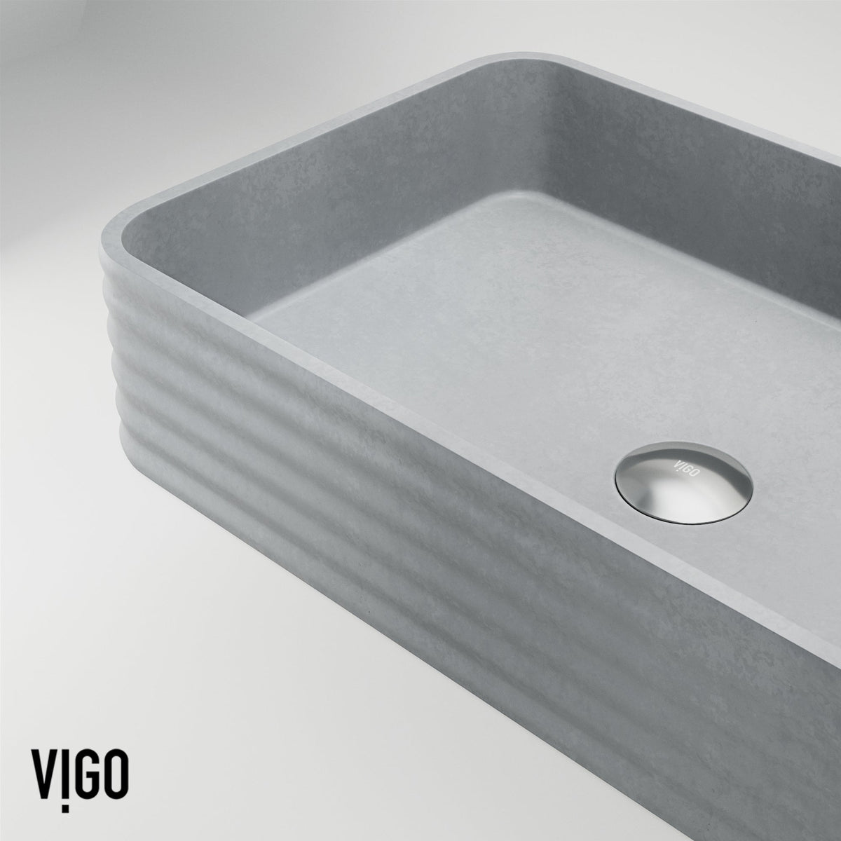 Handcrafted concrete vessel sink, rectangular, modern bathroom style