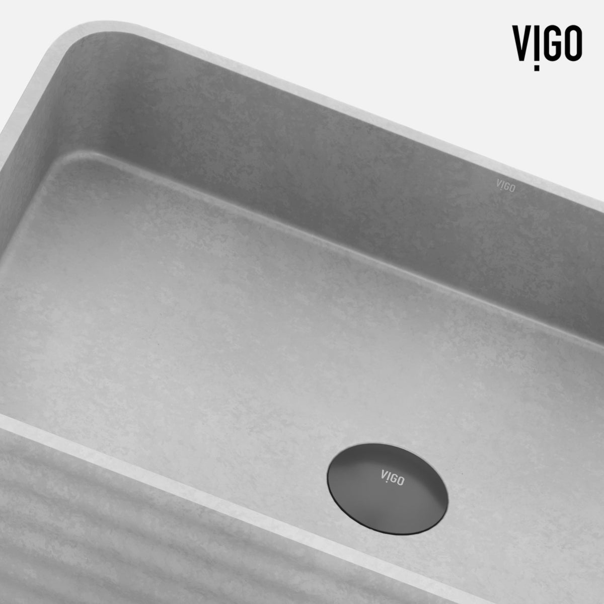 Gray concrete sink with rectangular shape, rust and scratch resistant
