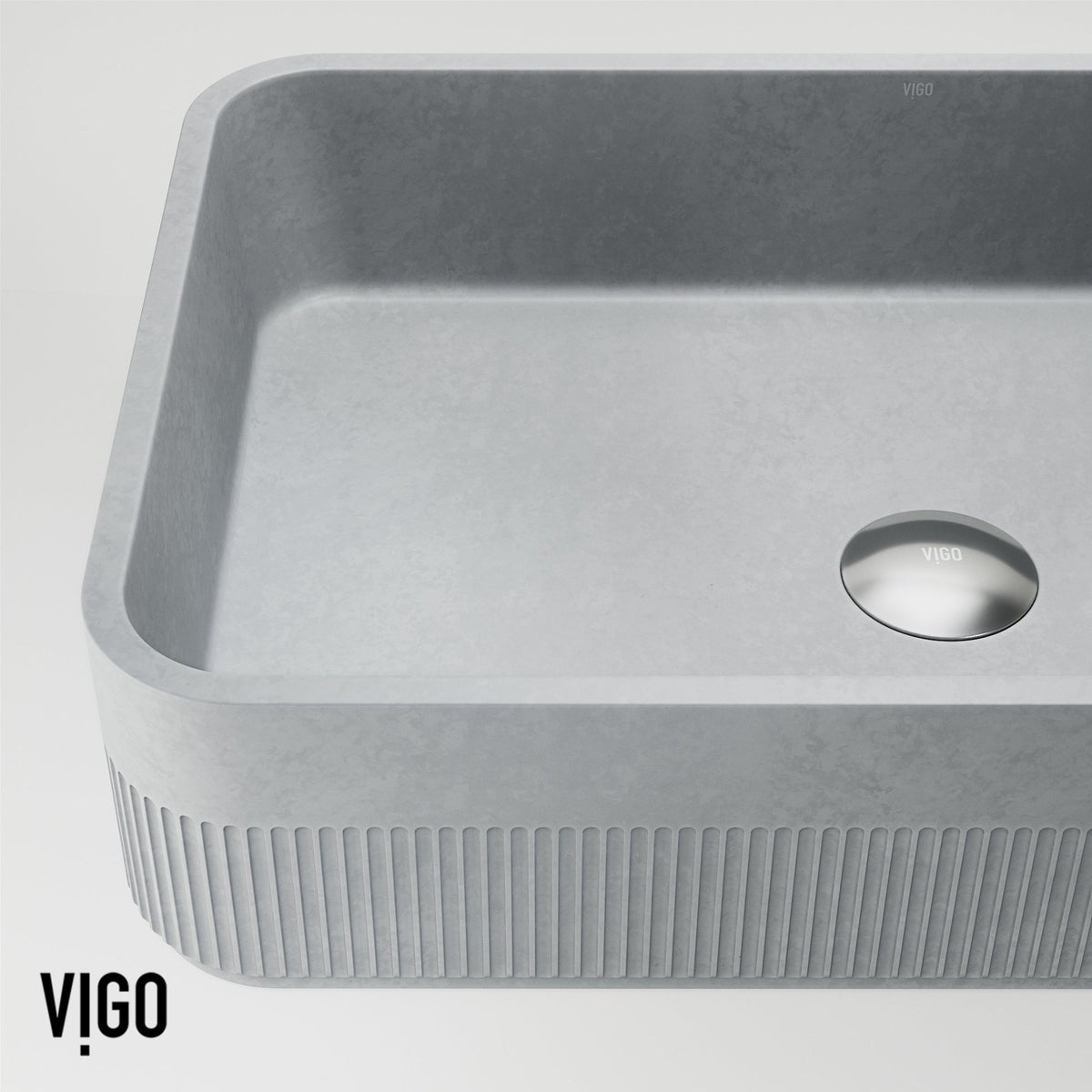 Gray concrete vessel sink with durable scratch resistant surface