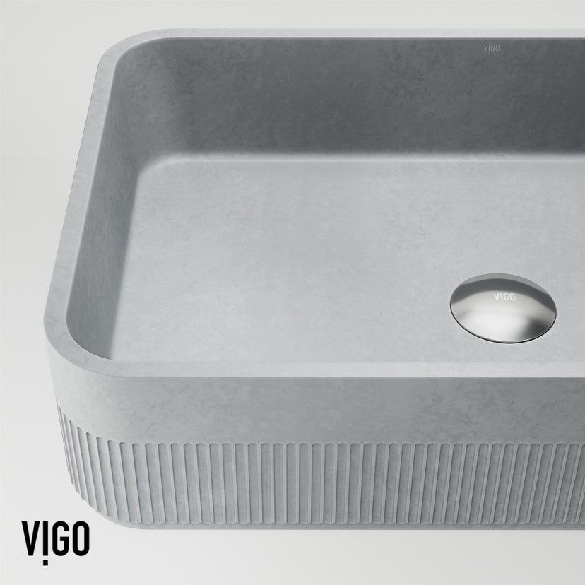 Gray concrete vessel sink with durable scratch resistant surface
