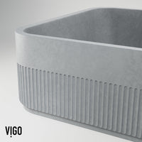 Commercial approved gray concrete vessel sink with rectangular shape
