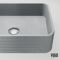 Handcrafted concrete vessel sink, rectangular, modern bathroom style