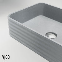 Gray concrete sink with rectangular shape, rust and scratch resistant