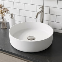 UltraThin™ Modern White Matte Stone™ 14 in. Round Vessel Bathroom Sink