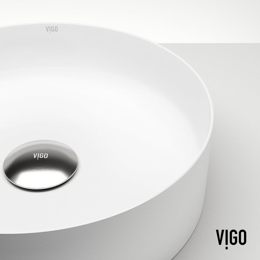 UltraThin™ Modern White Matte Stone™ 14 in. Round Vessel Bathroom Sink