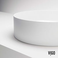 UltraThin™ Modern White Matte Stone™ 14 in. Round Vessel Bathroom Sink