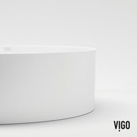 UltraThin™ Modern White Matte Stone™ 14 in. Round Vessel Bathroom Sink