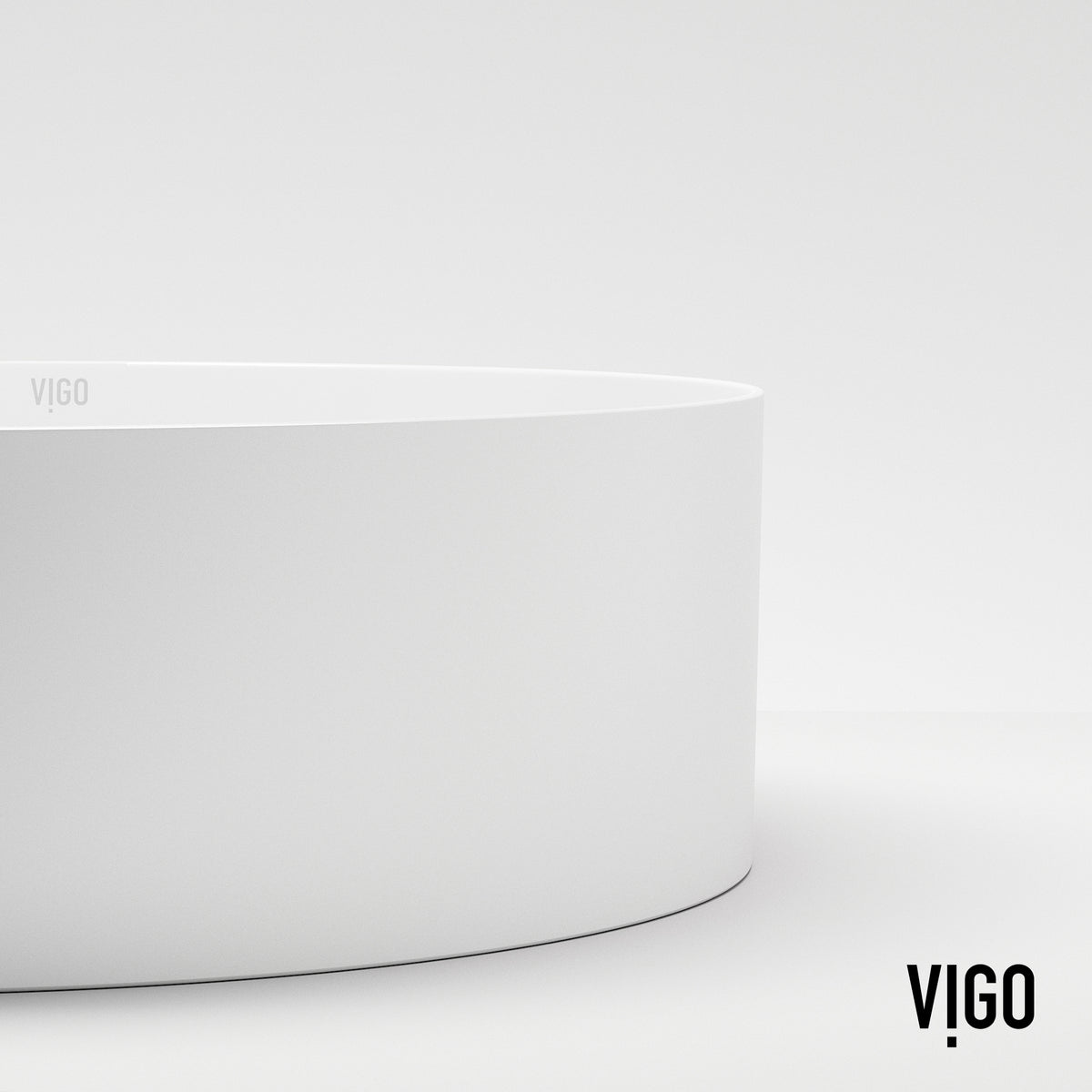 UltraThin™ Modern White Matte Stone™ 14 in. Round Vessel Bathroom Sink