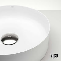 UltraThin™ Modern White Matte Stone™ 14 in. Round Vessel Bathroom Sink