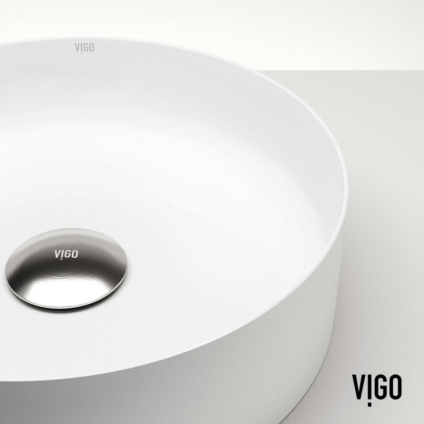 UltraThin™ Modern White Matte Stone™ 14 in. Round Vessel Bathroom Sink