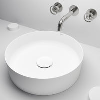UltraThin™ Modern White Matte Stone™ 14 in. Round Vessel Bathroom Sink