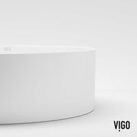 UltraThin™ Modern White Matte Stone™ 14 in. Round Vessel Bathroom Sink