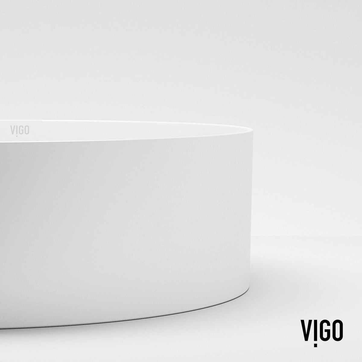 UltraThin™ Modern White Matte Stone™ 14 in. Round Vessel Bathroom Sink