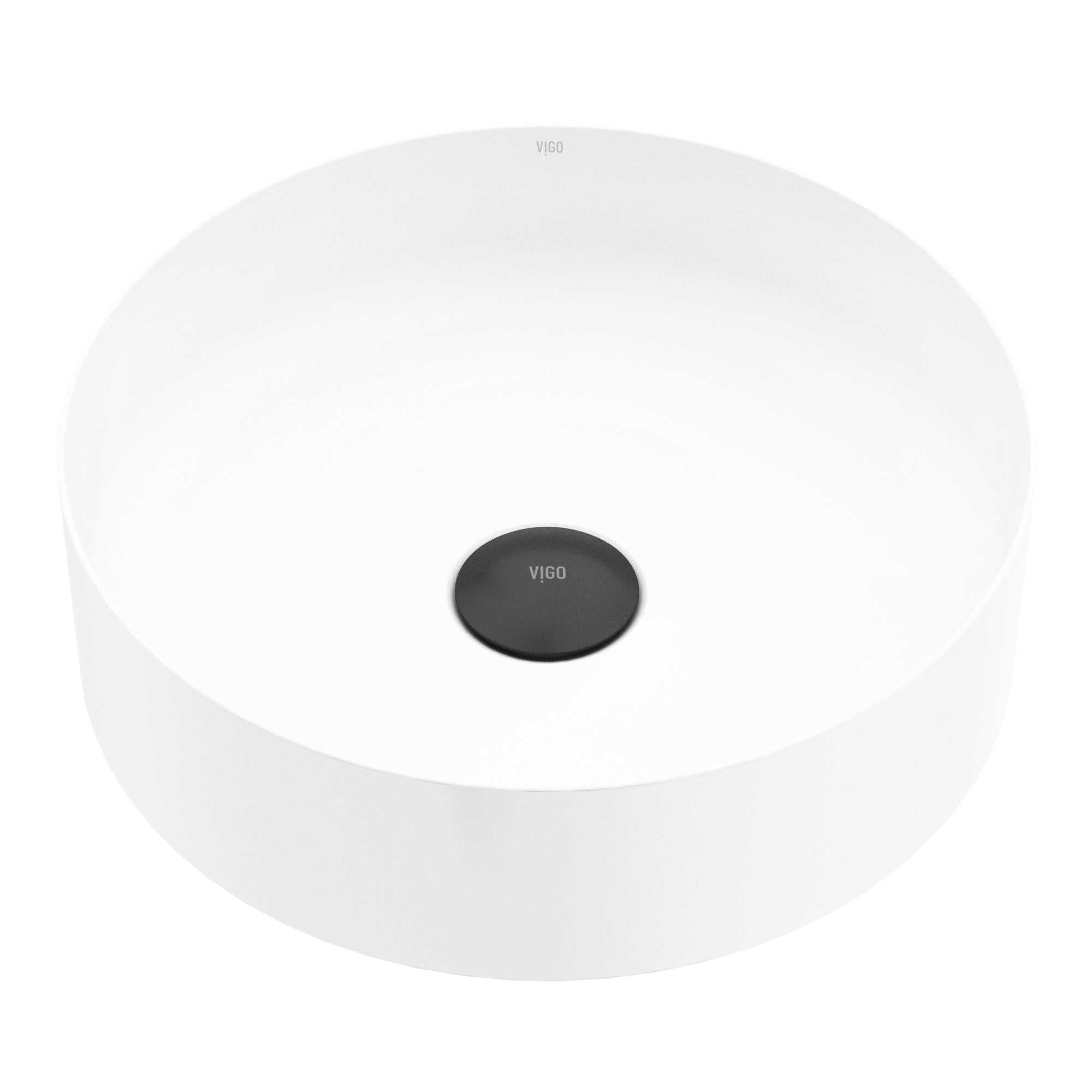 UltraThin™ Modern White Matte Stone™ 14 in. Round Vessel Bathroom Sink