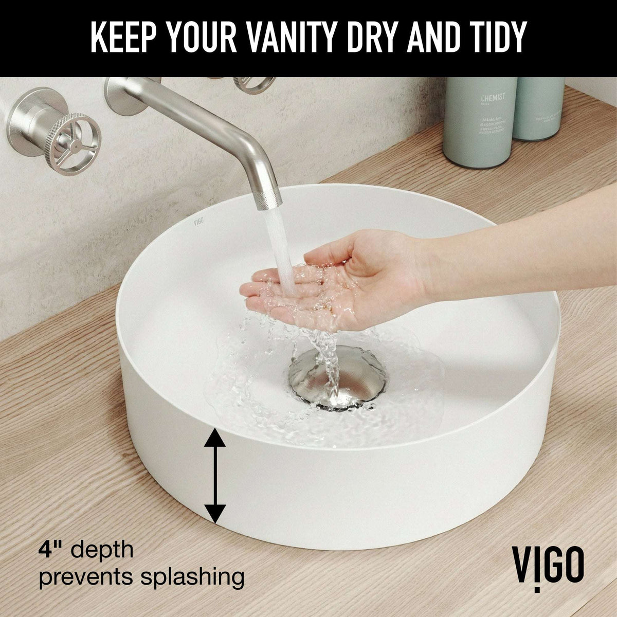 UltraThin™ Modern White Matte Stone™ 14 in. Round Vessel Bathroom Sink
