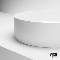 UltraThin™ Modern White Matte Stone™ 14 in. Round Vessel Bathroom Sink