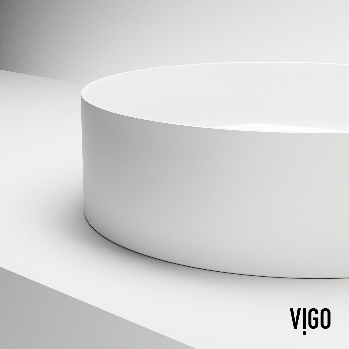 UltraThin™ Modern White Matte Stone™ 14 in. Round Vessel Bathroom Sink