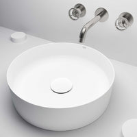 UltraThin™ Modern White Matte Stone™ 14 in. Round Vessel Bathroom Sink