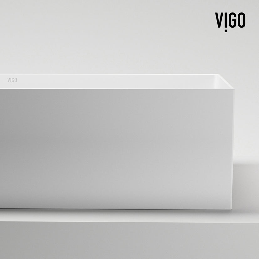 UltraThin™ Modern White Matte Stone™ 22 in. L x 15 in. W Rectangular Vessel Bathroom Sink