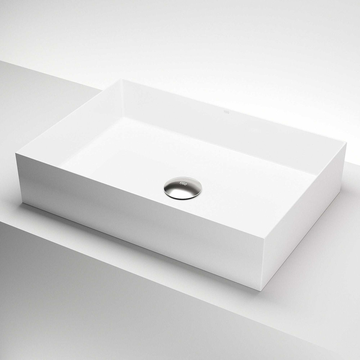 UltraThin™ Modern White Matte Stone™ 22 in. L x 15 in. W Rectangular Vessel Bathroom Sink