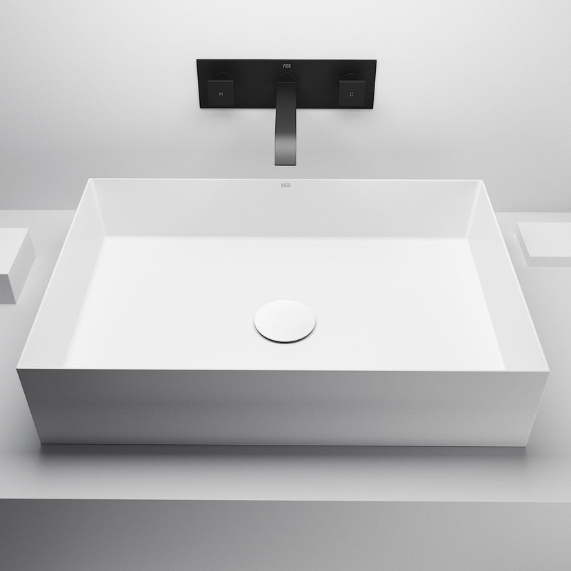 UltraThin™ Modern White Matte Stone™ 22 in. L x 15 in. W Rectangular Vessel Bathroom Sink