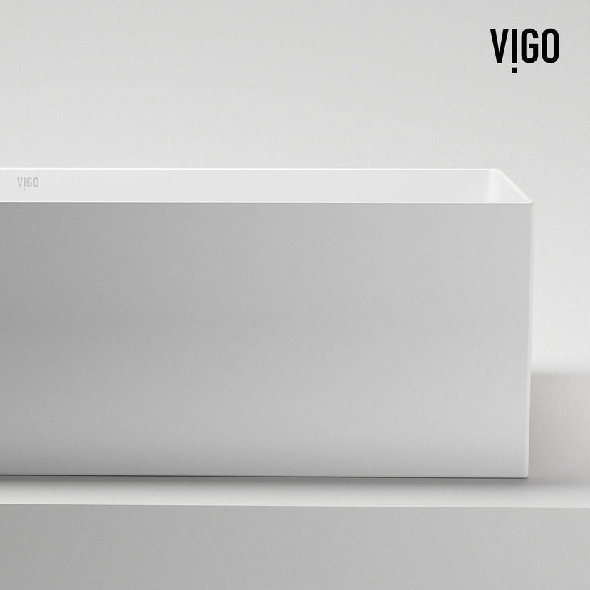 UltraThin™ Modern White Matte Stone™ 22 in. L x 15 in. W Rectangular Vessel Bathroom Sink