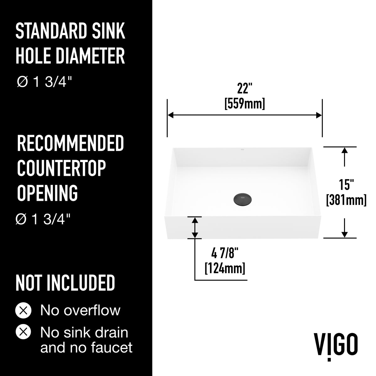 UltraThin™ Modern White Matte Stone™ 22 in. L x 15 in. W Rectangular Vessel Bathroom Sink