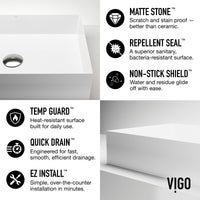 UltraThin™ Modern White Matte Stone™ 22 in. L x 15 in. W Rectangular Vessel Bathroom Sink