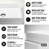 UltraThin™ Modern White Matte Stone™ 22 in. L x 15 in. W Rectangular Vessel Bathroom Sink