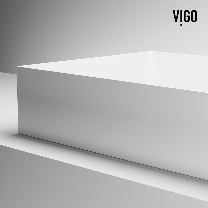 UltraThin™ Modern White Matte Stone™ 22 in. L x 15 in. W Rectangular Vessel Bathroom Sink